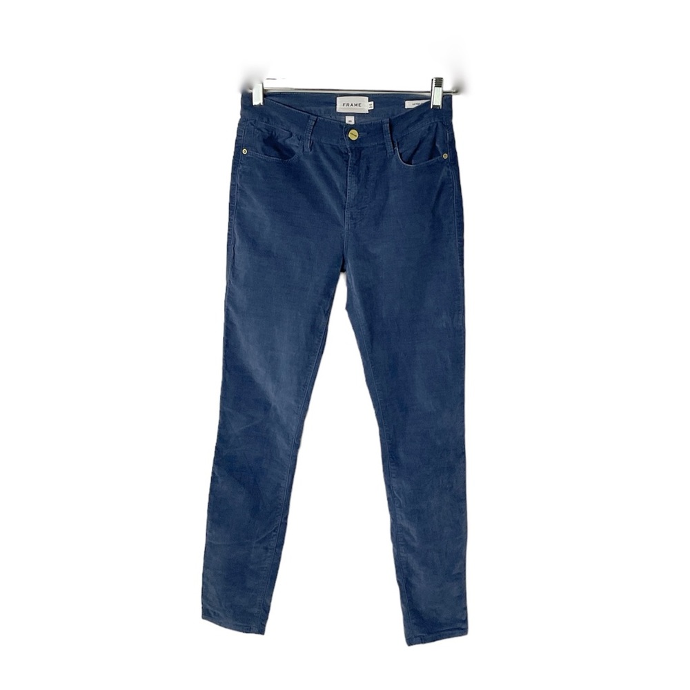 Frame Denim Le High Mid Rise Velvet Skinny Pants‎ Size 25 Blue